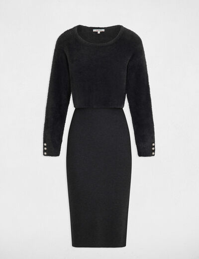 2-in-1 Midi-Pulloverkleid dunkelgrau damen
