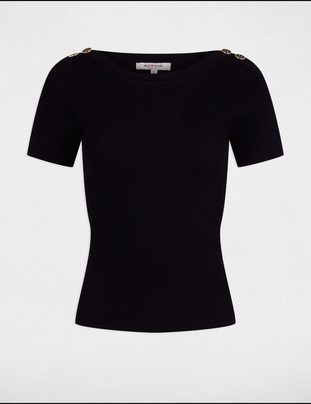 Pull col bateau et boutons bleu marine femme