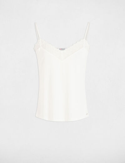 Tanktop mit Spitze elfenbein damen