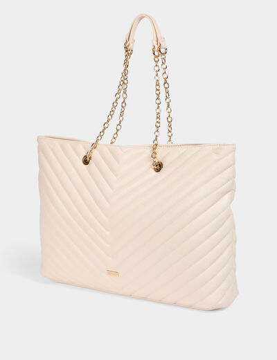 Sac cabas matelassé ivoire femme