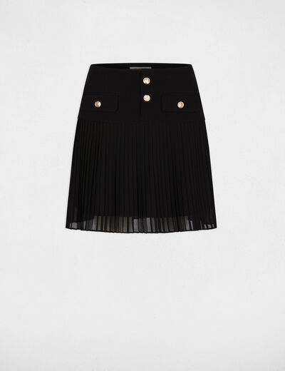 Jupe courte pliss&eacute;e noir femme