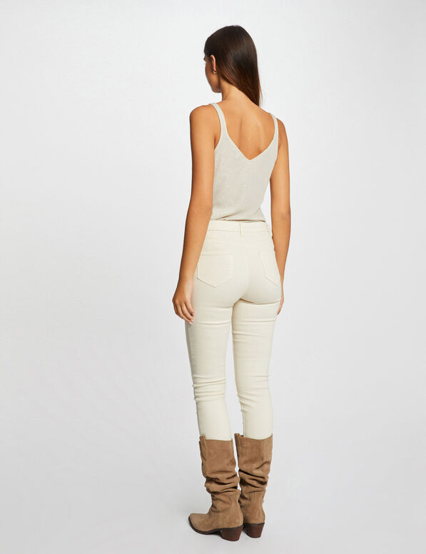 debardeur col en v fils metallises ivoire femme Débardeur col en V fils métallisés ivoire femme
