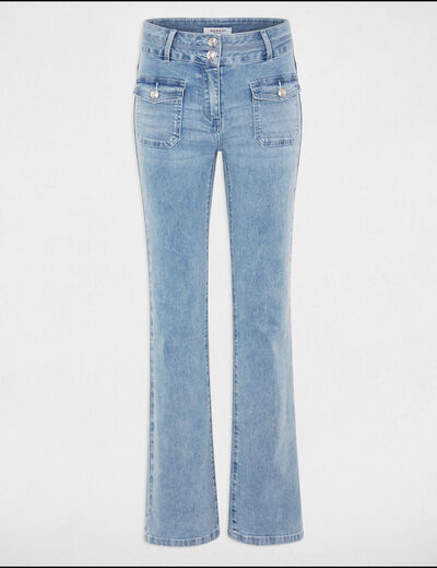 Bootcut-Jeans mit hoher Taille gebleichtes denim damen