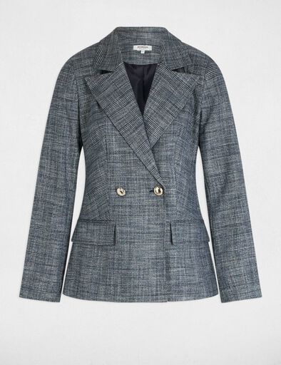 veste courte a carreaux bleu marine femme Veste courte à carreaux bleu marine femme