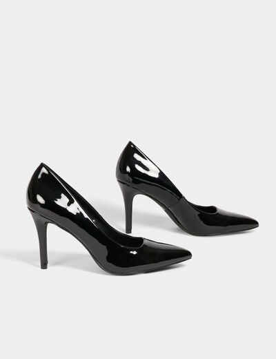Lackierte Pumps mit Absatz schwarz damen