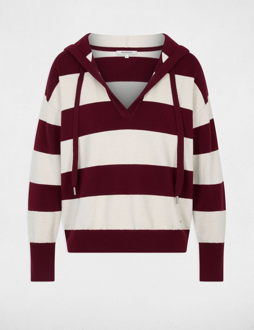Gestreifter Kapuzenpullover bordeaux damen