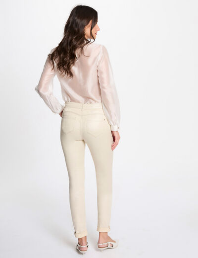 Jeans slim irisé ivoire femme