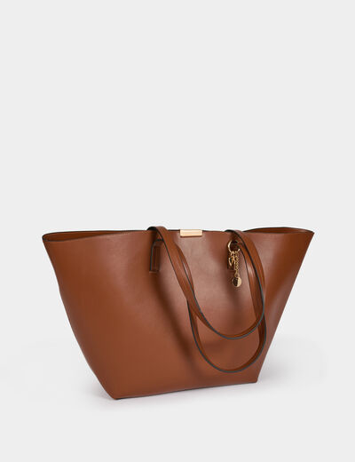 Sac cabas trapèze camel femme