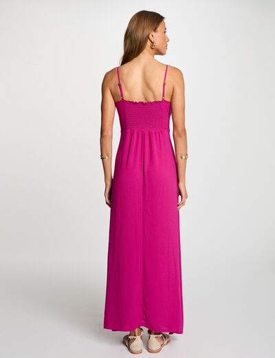 Langes gerades Kleid mit Schlitz violett damen