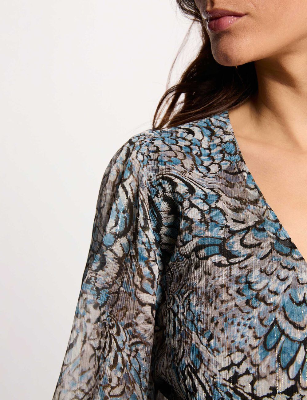 Kurzes kleid mit puff&auml;rmeln mehrfarbig damen