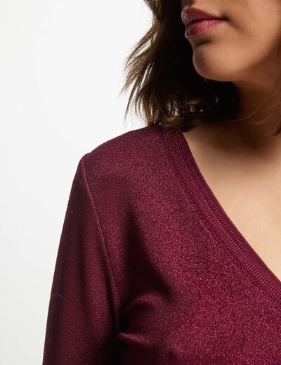 T-shirt manches 3/4 prune femme
