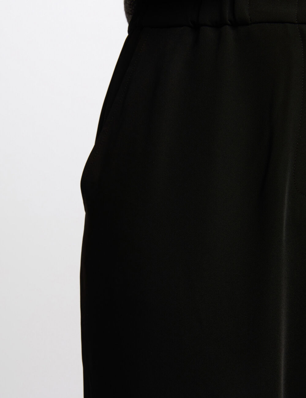 Pantalon large taille haute noir femme