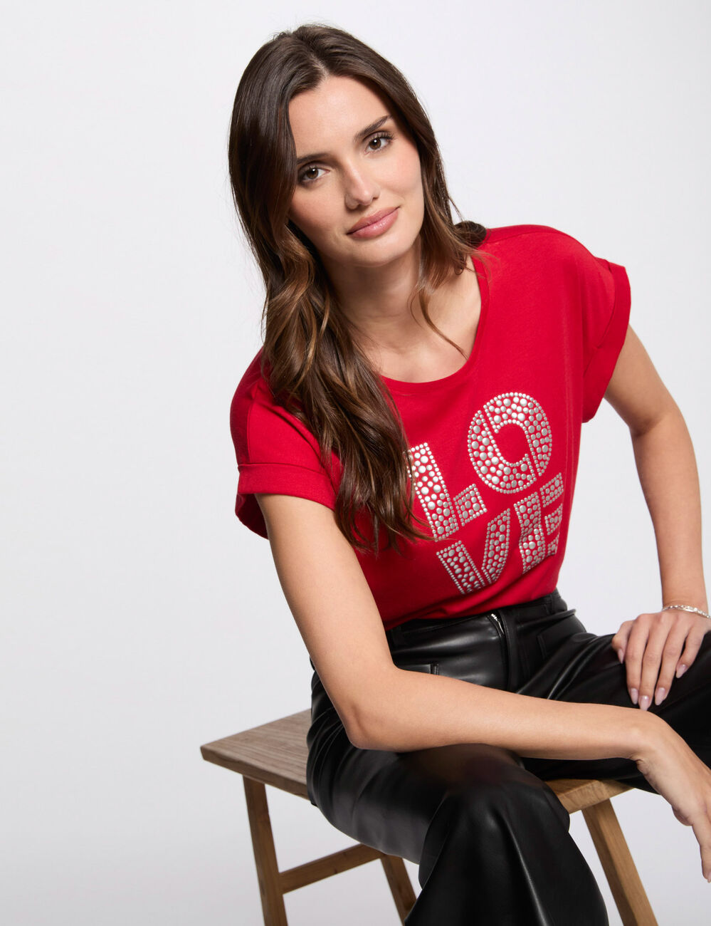 T-Shirt mit Aufdruck rot damen