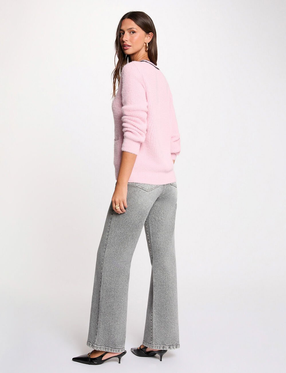 Strickjacke mit V-Ausschnitt rosa damen