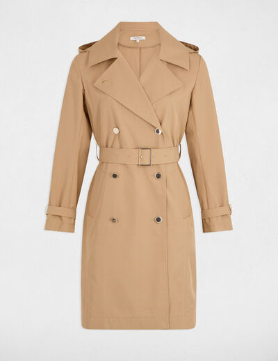 Trench long ceinturé beige femme