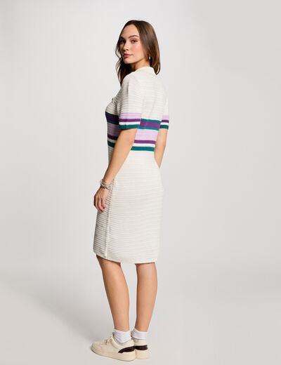 Eng anliegendes kurzes Strickkleid weiss damen