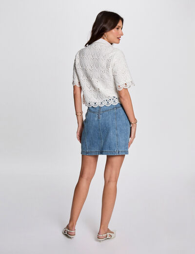 Jupe courte en jean denim stone femme