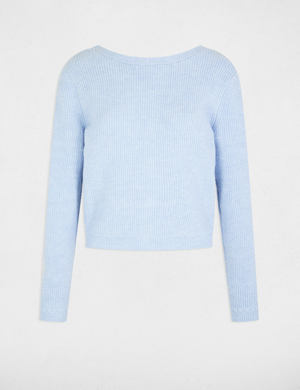 Gerippte Langarm-Weste himmelblau damen