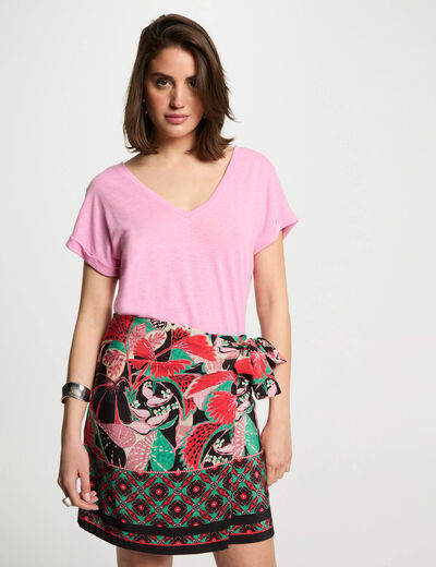 Jupe nouée imprimée multicolore femme