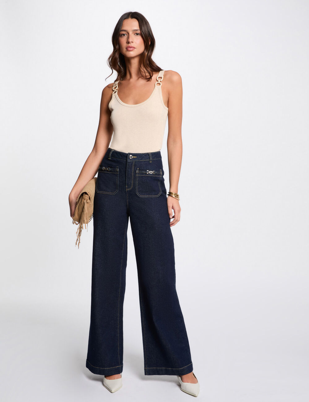 Ärmelloses Tanktop sandfarben damen