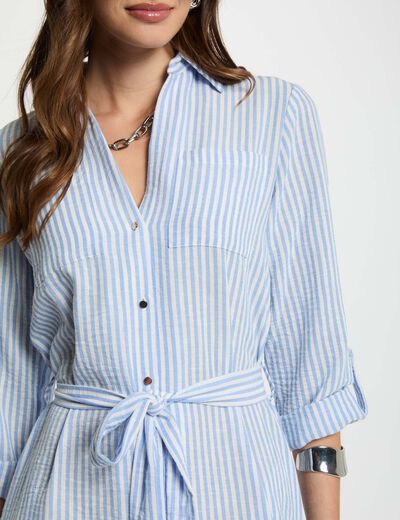 Robe droite rayée bleu femme