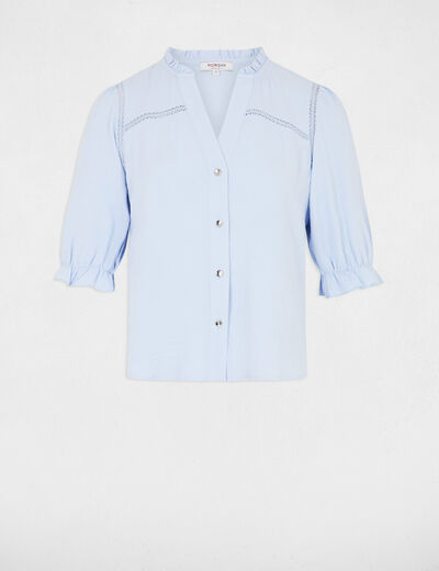 Blouse manches 3/4 bleu ciel femme
