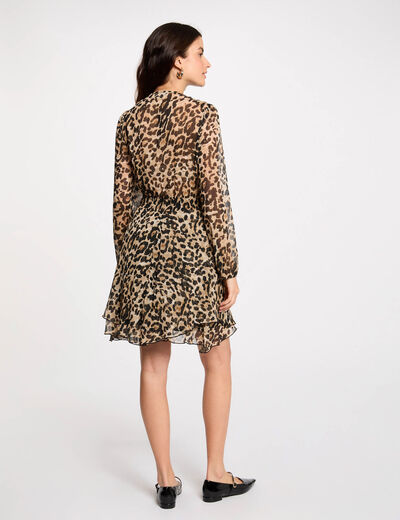 Robe courte ajustée imprimée multicolore femme