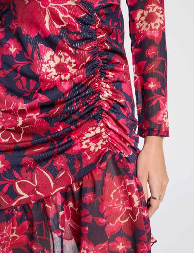 Robe courte ajustée imprimée multicolore femme