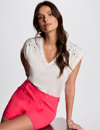 T-shirt manches courtes blanc femme