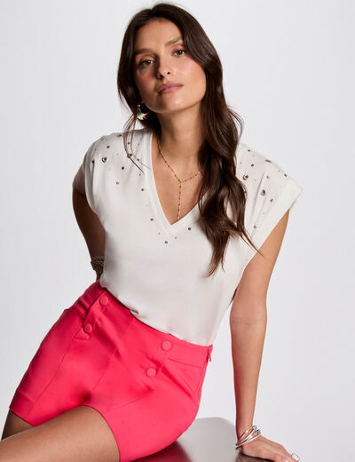 Kurzarm-T-Shirt weiss damen