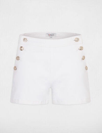 Short ajusté avec boutons ivoire femme