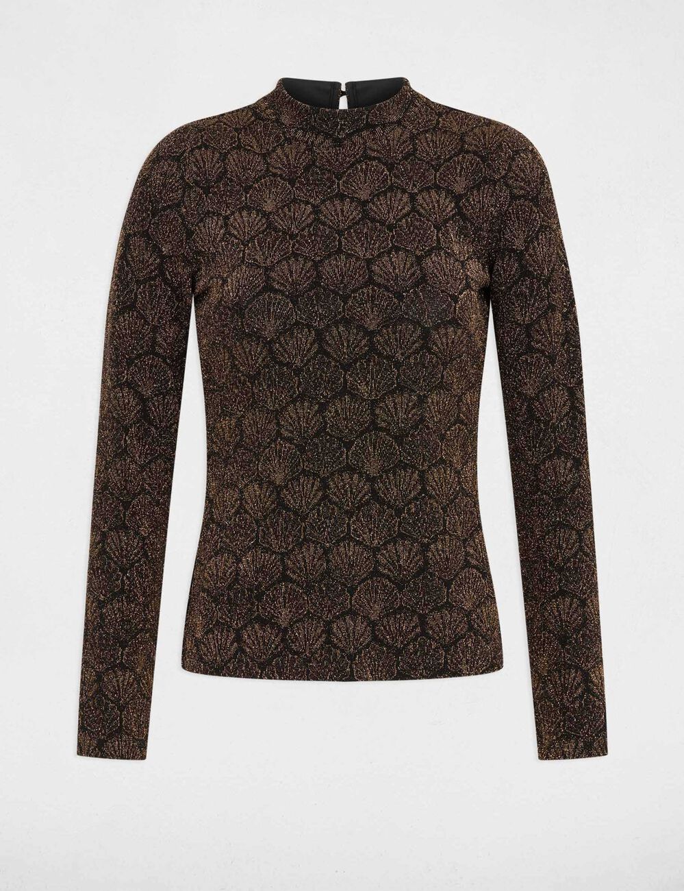 T-Shirt mit Stehkragen bronze farbe damen