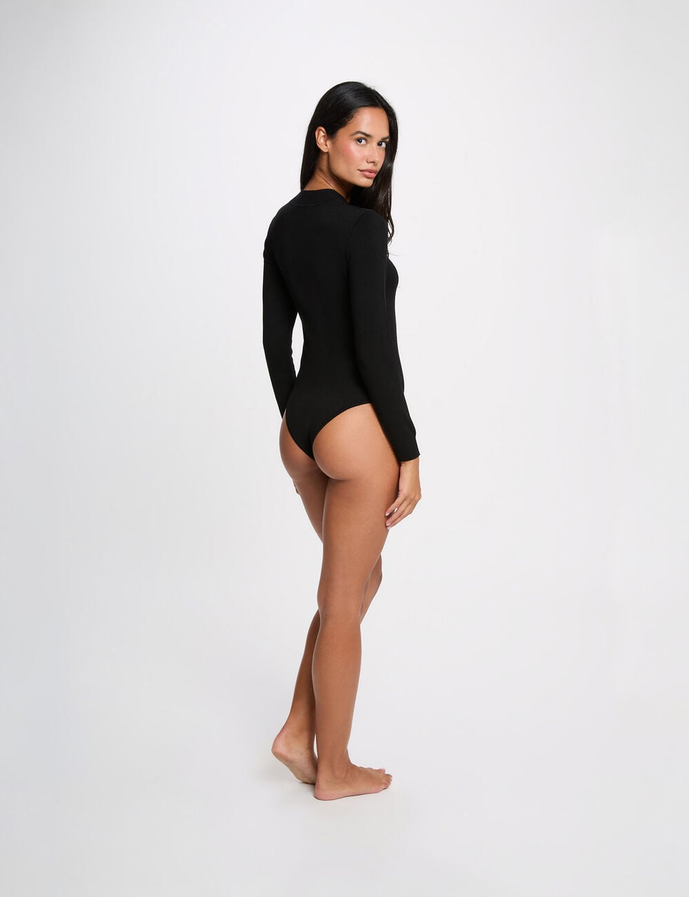 Body mit transparentem Schulterbereich schwarz damen