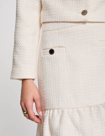 Jupe courte tweed ivoire femme