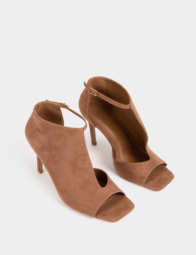 Sandales à talons demi-ouvertes marron femme