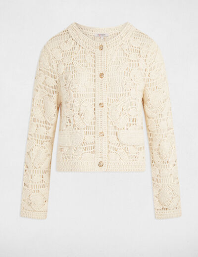 Strickjacke mit langen Ärmeln elfenbein damen