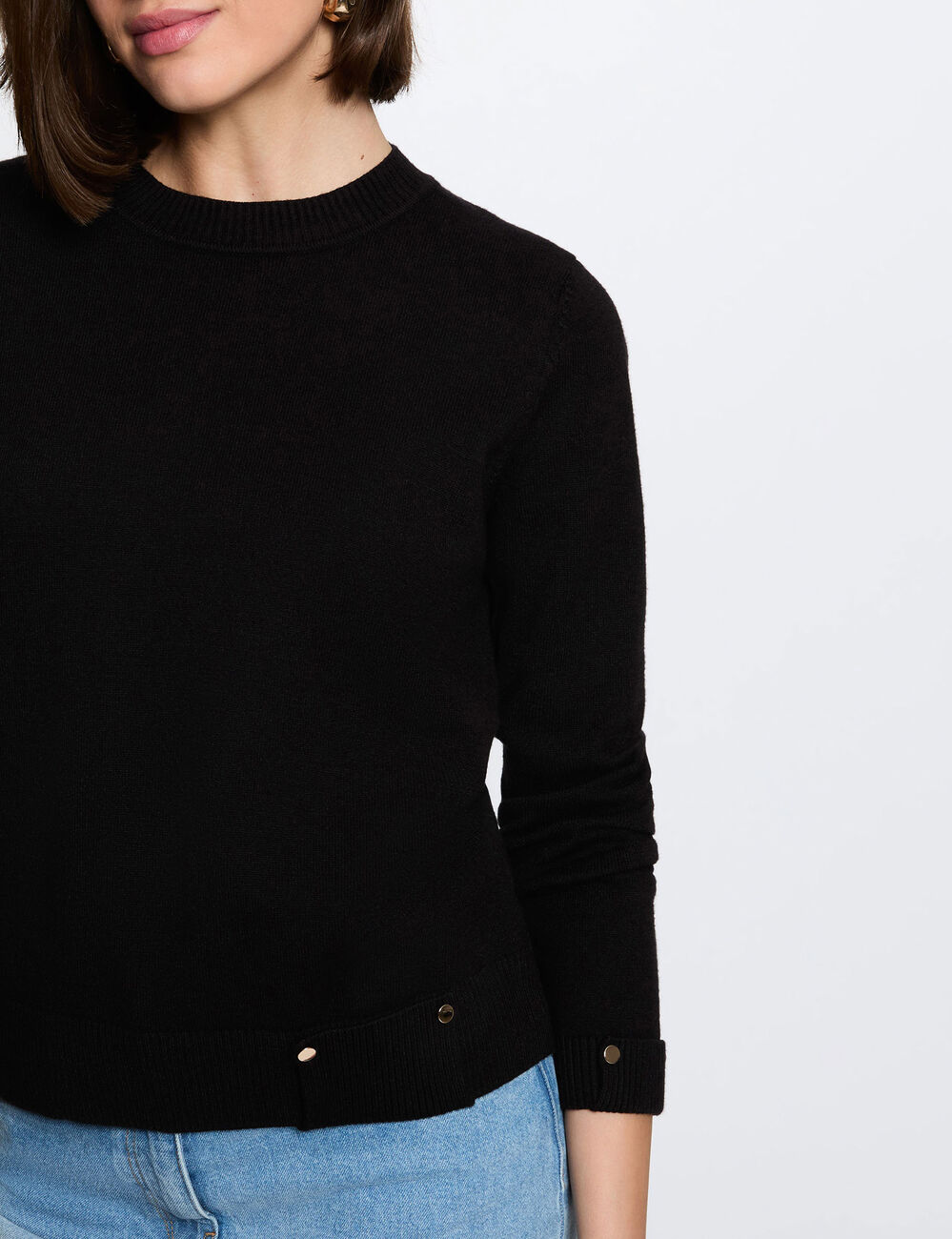 Pullover mit Rundhalsausschnitt schwarz damen