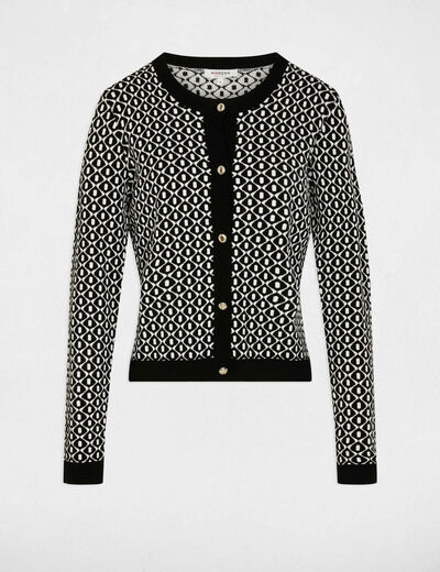 Gilet court jacquard noir femme