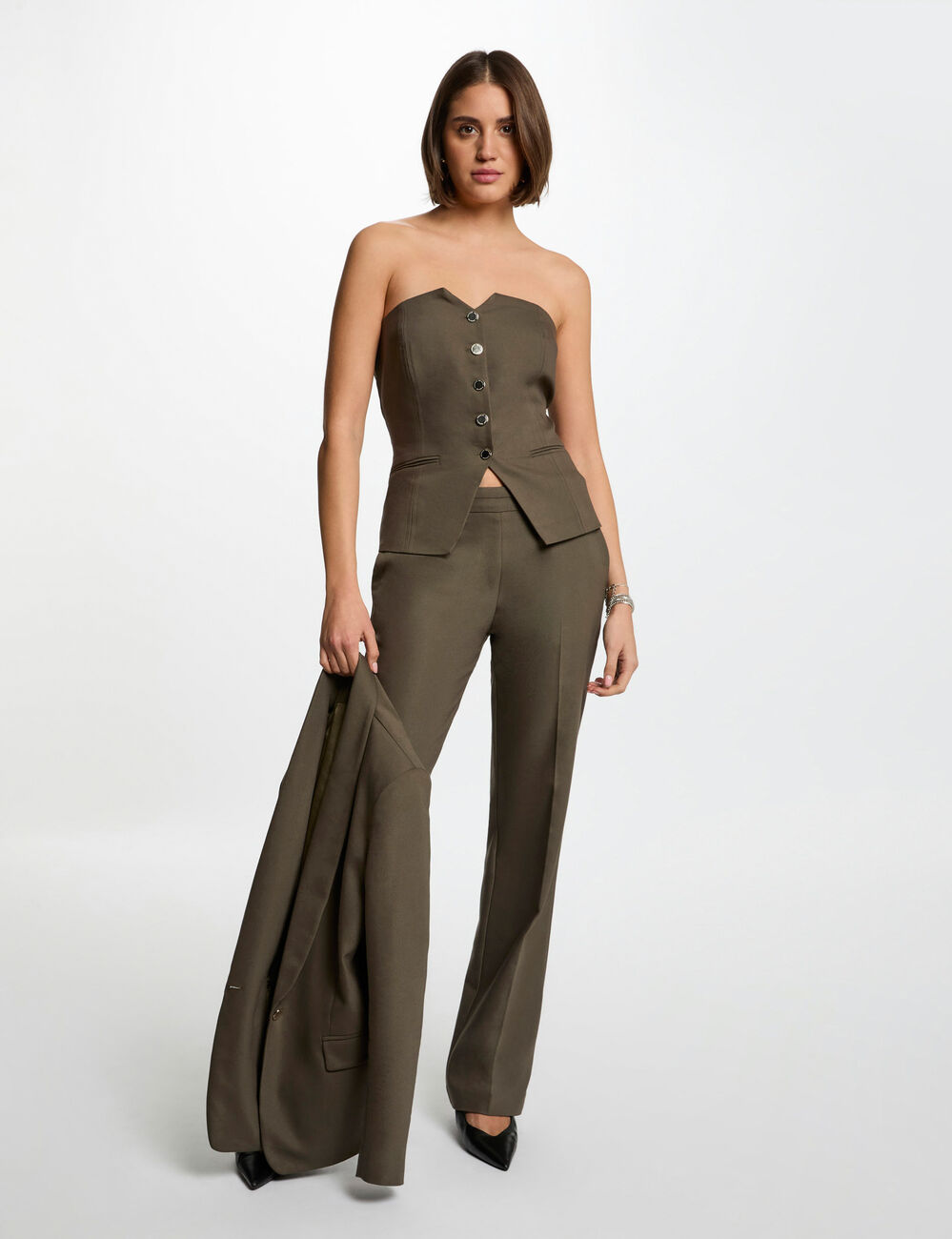 Ärmelloses Bustier khakigrün damen