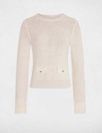 Pullover mit Rundhalsausschnitt elfenbein damen
