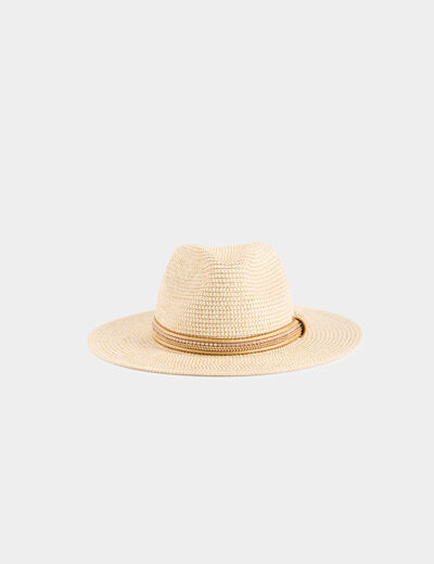 Hut geflochten mit Schmuckdetails beige damen