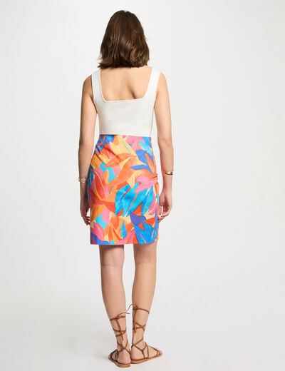 Jupe ajustée imprimée multicolore femme