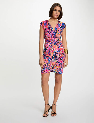 Kurzes figurbetontes Kleid mit Print mehrfarbig damen