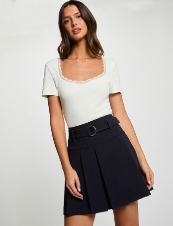 Kurzer Faltenrock marineblau damen