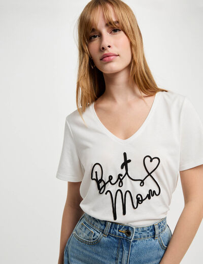 T-shirt à inscription blanc femme