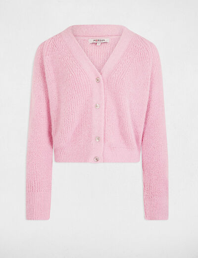 Strickjacke mit langen Ärmeln pastellrosa damen