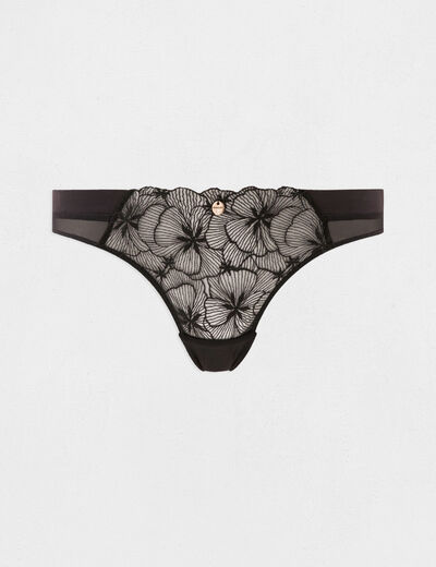 Slip en dentelle noir femme