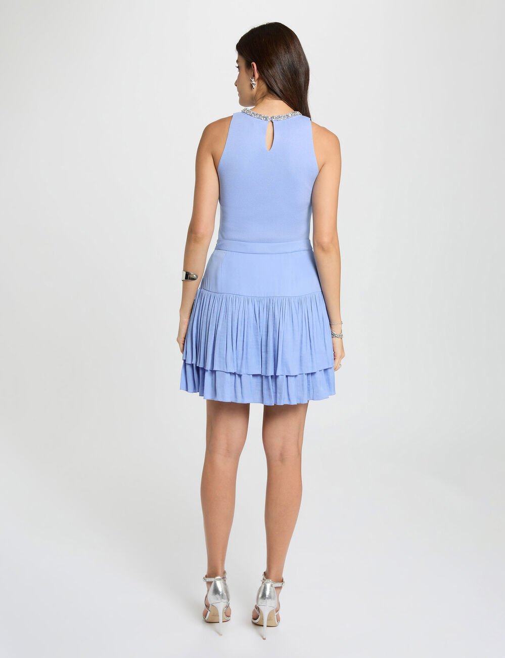 Eng anliegendes Top mit Strass blau damen