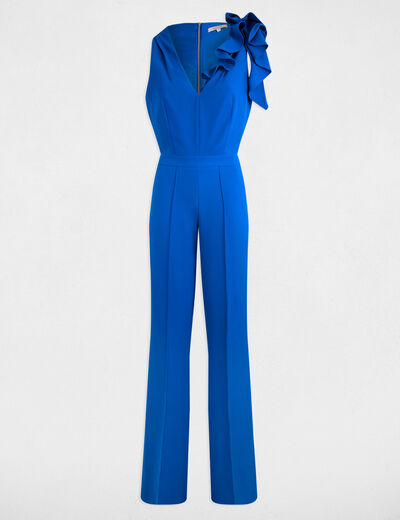 Langer Jumpsuit mit Volants elektrisch blau damen