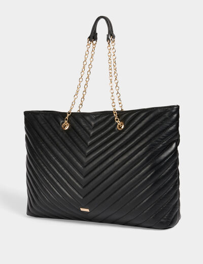 Sac cabas matelassé noir femme